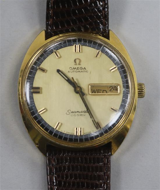 A gentlemans 1960s/1970s? gold plated Omega Seamaster Cosmic automatic wrist watch.